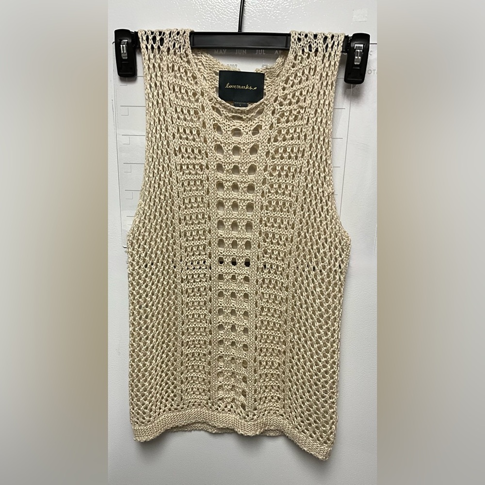 Crochet Knit Sleeveless Top in Cream